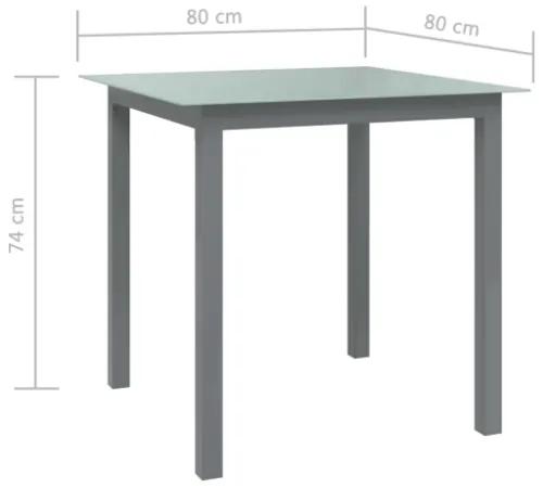 Tavolo da Giardino Antracite 80x80x74 cm in Alluminio e Vetro