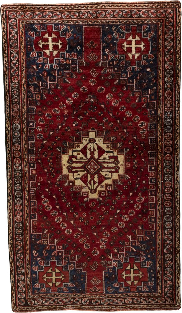 Shiraz Tappeto persiano 110x200 Rosso (Iran) Annodato A Mano