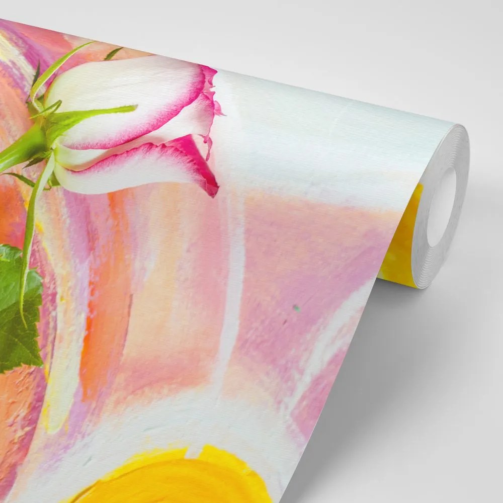 Carta da parati autoadesiva – Rosa arcobaleno