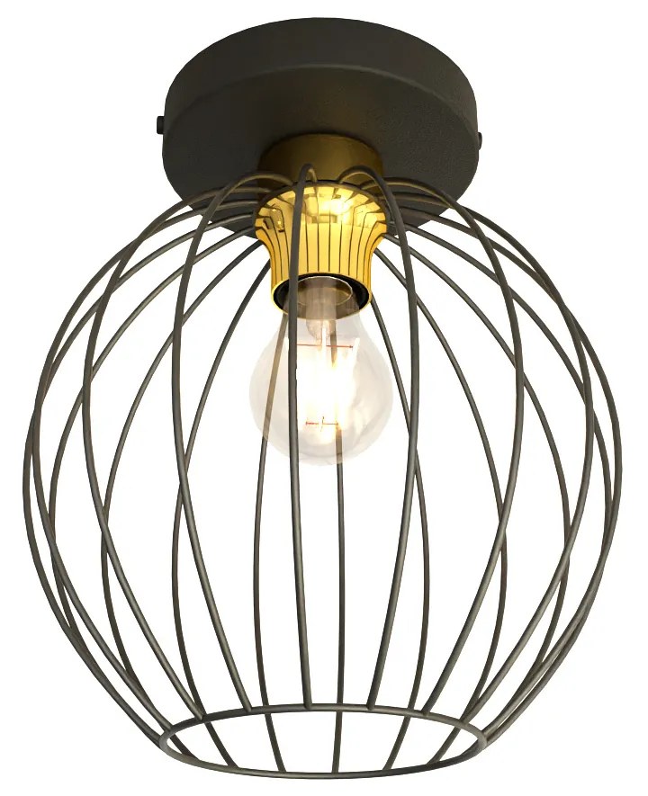 Plafoniera Minimal Industrial Geb 1 Luce Nera E Oro