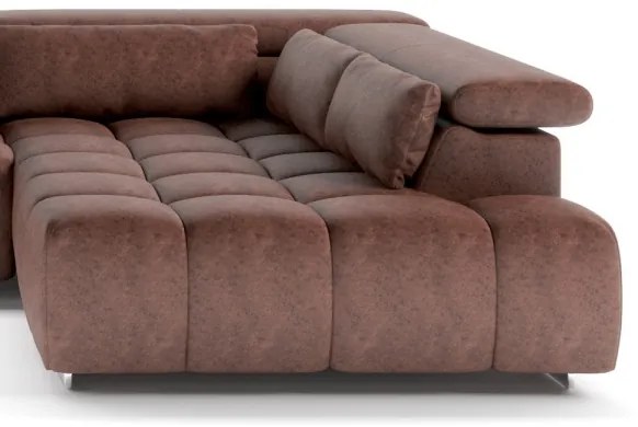 Divano angolare a U TROPEA con poggiatesta, lato destro, marrone