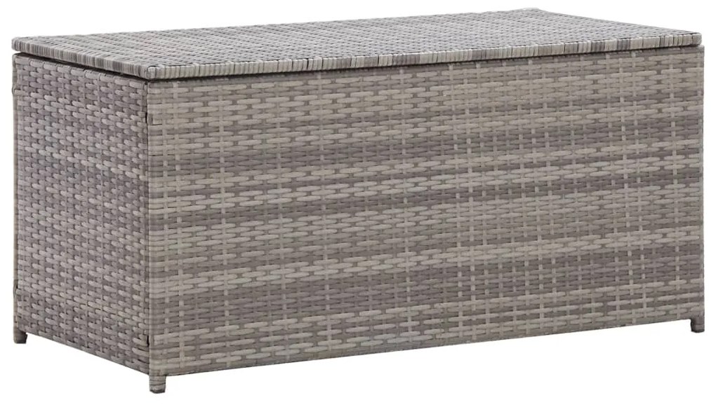 Baule da giardino in polyrattan 100x50x50 cm grigio