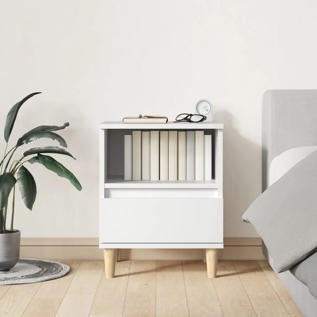 Comodini 2 pz in bianco 40x35x50 cm