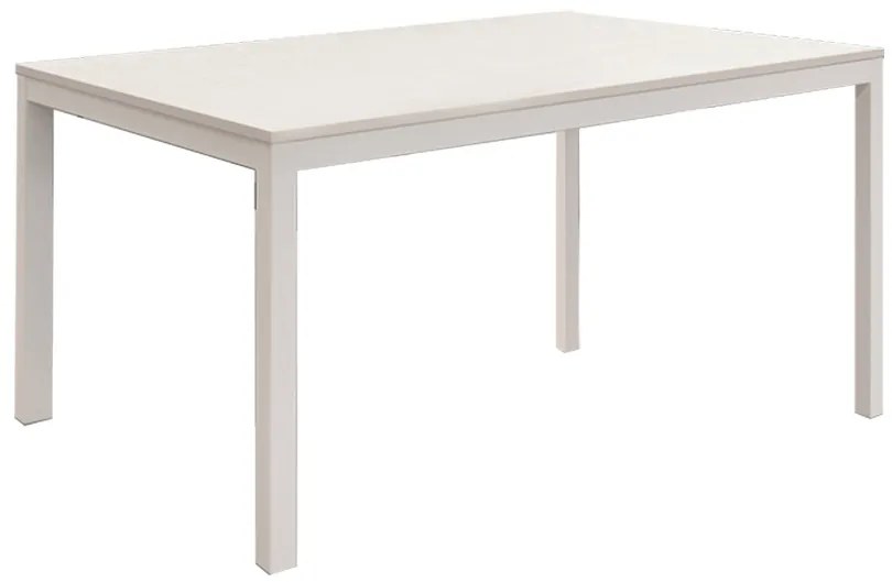 Tavolo TROPEA in legno, finitura bianco frassinato e metallo verniciato bianco, allungabile 140×80 cm – 190×80 cm