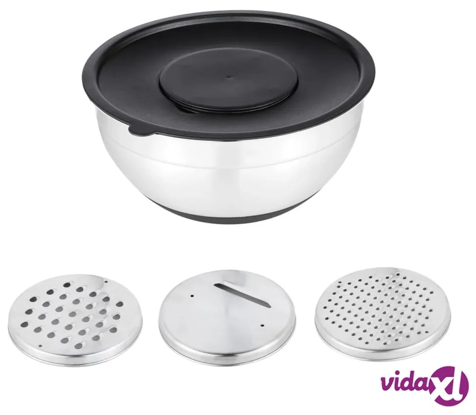 HI Insalatiera con Coperco e 3 Grattugie Acciaio Inox