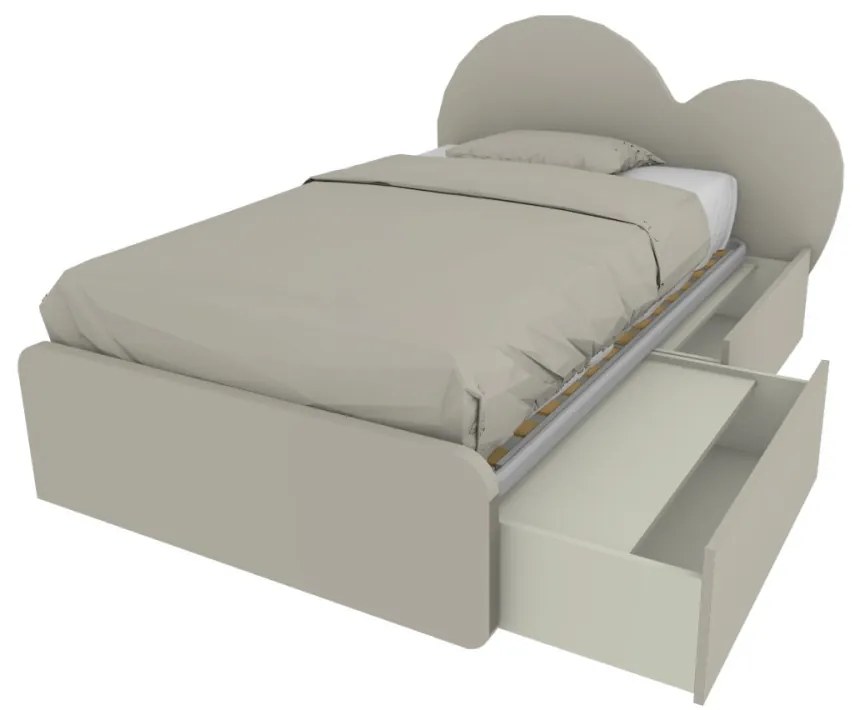 CUPIDO120C - Letto cameretta a cuore 120x190 con cassettoni e testata personalizzabile.Rete inclusa