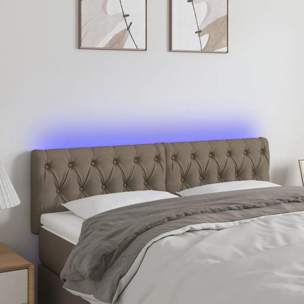 Testiera A Led Tortora 144x7x78/88 Cm İn Tessuto /