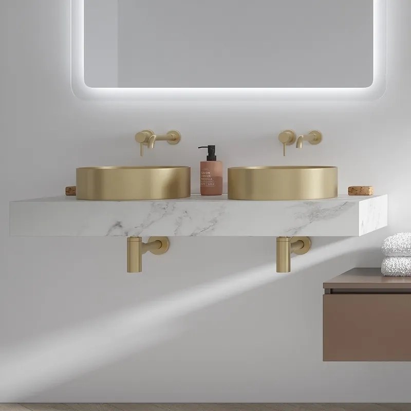 Composizione bagno sospesa mobile e mensolone da 120cm | KAM-KK1201 - KAMALU