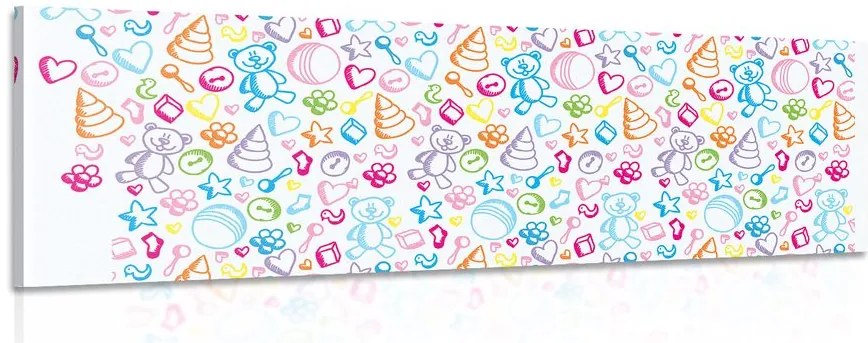 Stampa su tela – Giocattoli per bambini in colori pastello