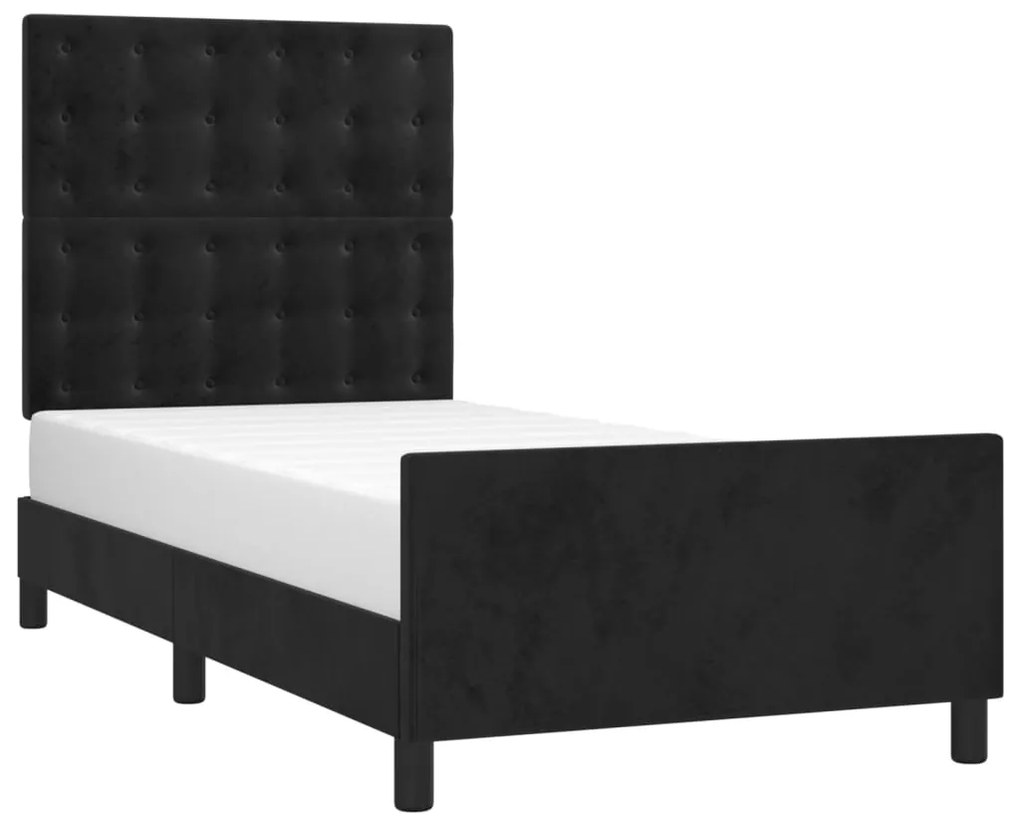 Giroletto con testiera nero 90x200 cm in velluto