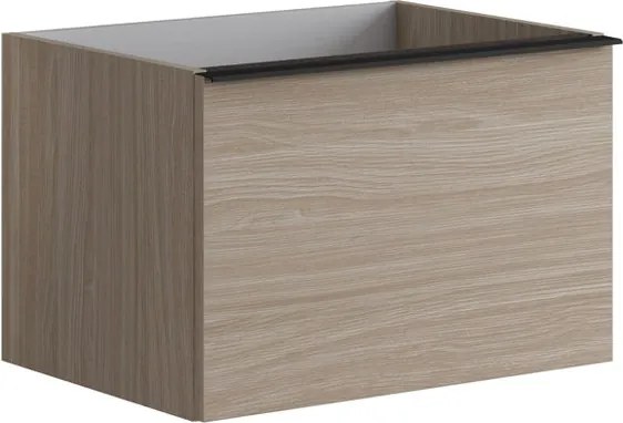 Cassettiera Pixel con 2 cassetti  frontale plain olmo Rousseau e maniglia alluminio nero opaco L60 x H40 x P45,5 cm