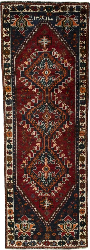 Shiraz Tappeto 100 x 290 Rosso (Iran) Annodato A Mano