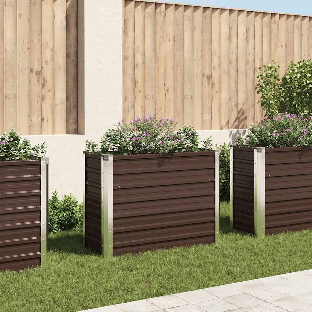 Letto Rialzato Giardino Marrone 100x40x77 Cm İn Acciaio Zincato /