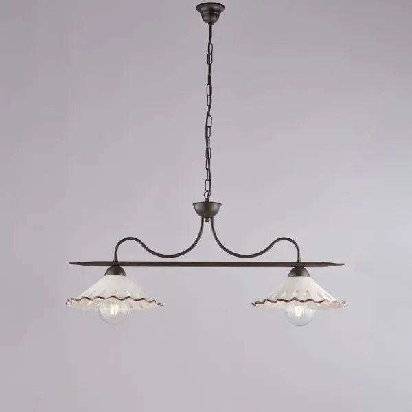 Lampadario in ferro laccato nero e decorazione effetto ruggine con ...