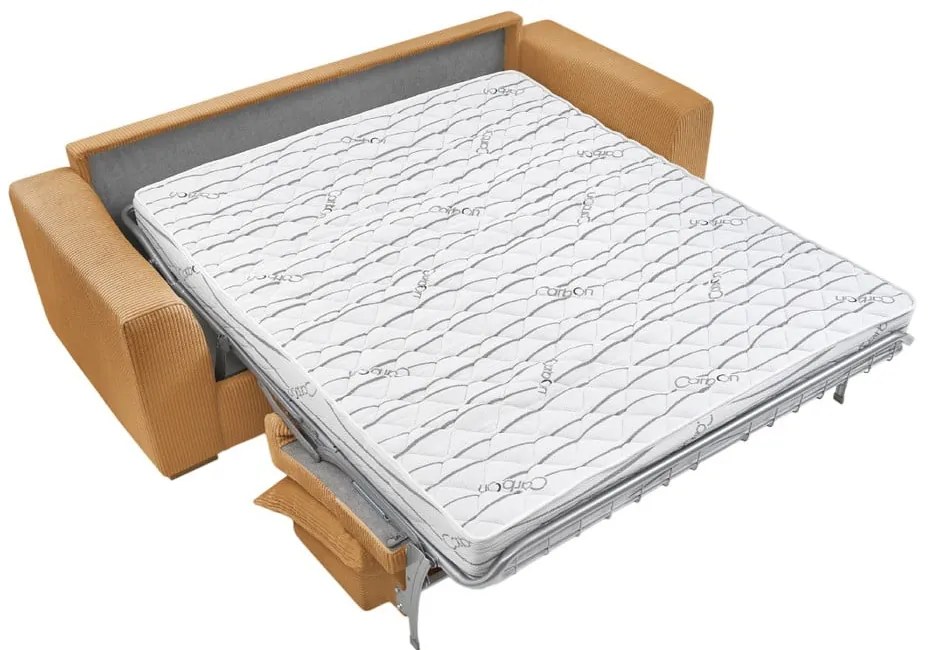 Divano color senape allungabile con rivestimento in velluto a coste 225 cm Augustin – Bobochic Paris