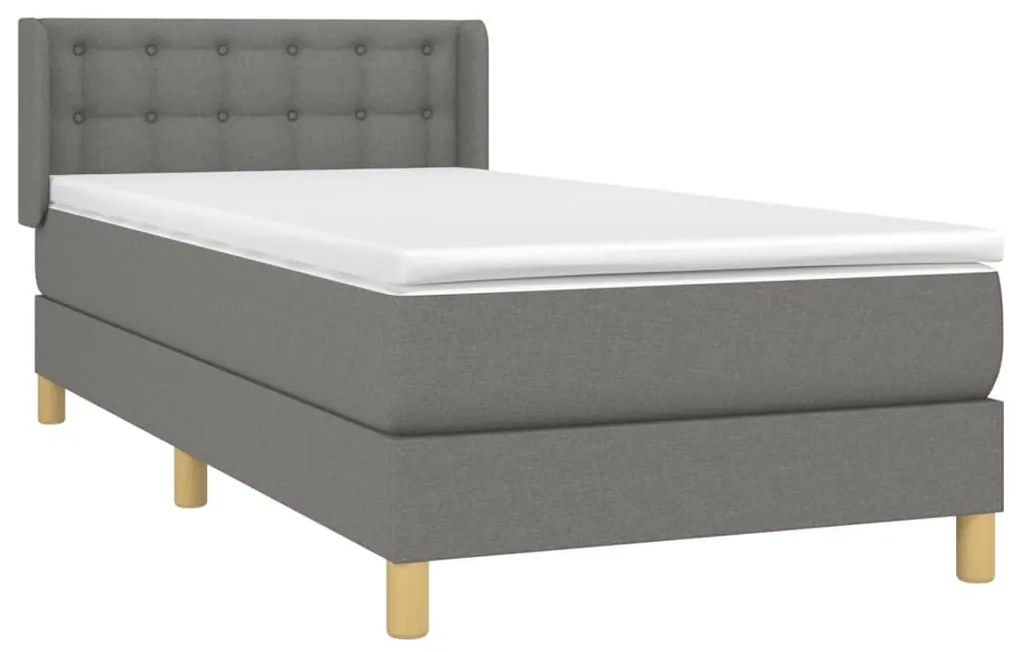 Giroletto a molle con materasso grigio scuro 90x200 cm tessuto