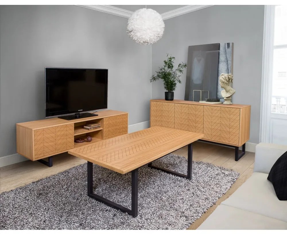 Tavolo TV in rovere Camden Herringbone - Woodman