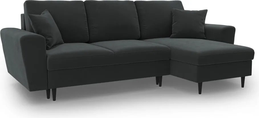 Divano angolare grigio scuro allungabile e con contenitore con rivestimento in velluto Kyoto – Cosmopolitan Design