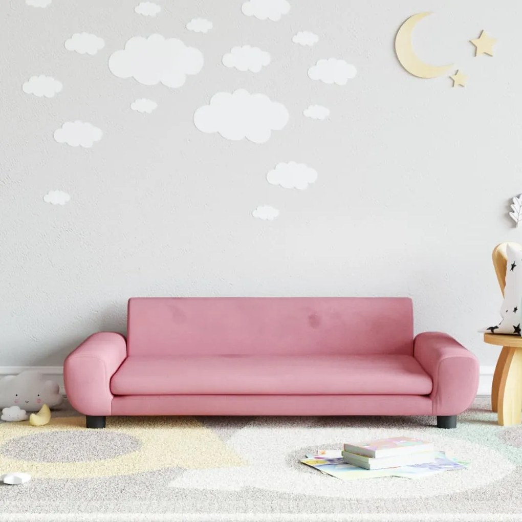 Divano Per Bambini Rosa 100x54x33 Cm İn Velluto /
