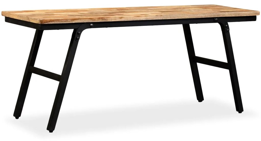 Panca İn Legno Di Teak Di Recupero E Acciaio 110x35x45 Cm /
