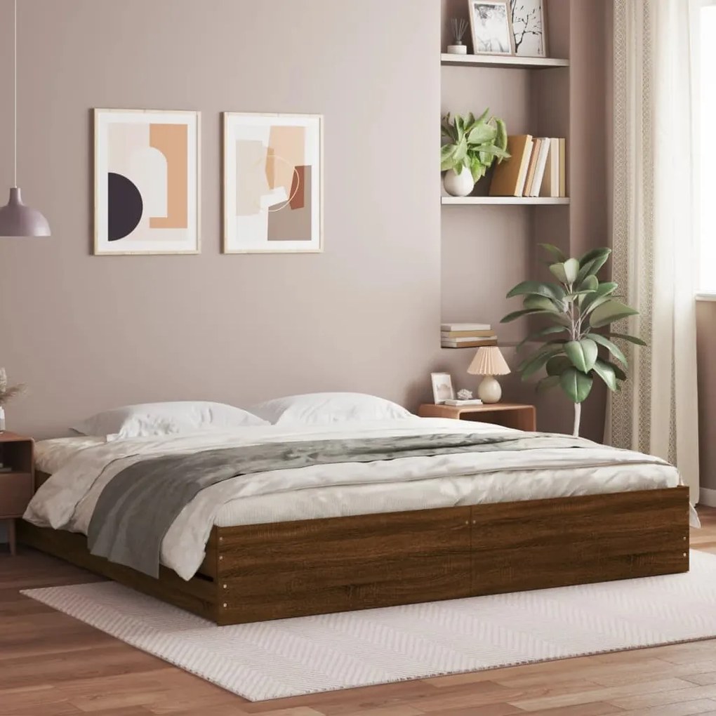 Giroletto Cassetti Rovere Marrone 160x200 Cm Legno Multistrato /