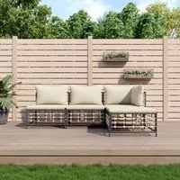 Set Divani da Giardino 4 pz con Cuscini Antracite in Polyrattan 3186730