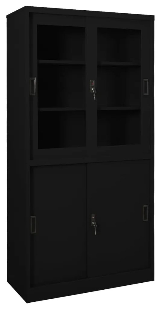 Armadio Per Ufficio Anta Scorrevole Nero 90x40x180 Cm Acciaio /
