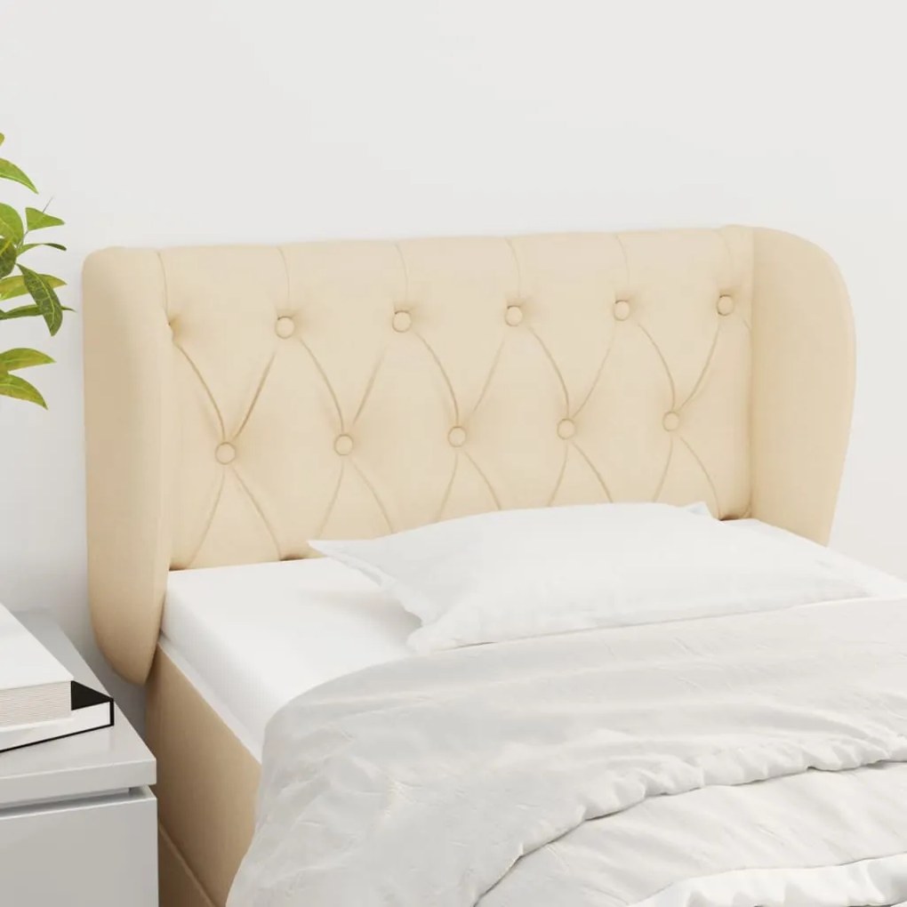 Testiera Ad Orecchio Crema 83 X 23 X 78/88 Cm İn Tessuto /