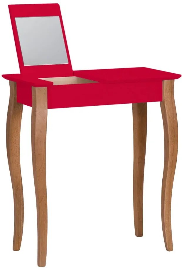 Comodino rosso con specchio, larghezza 65 cm Lillo - Ragaba