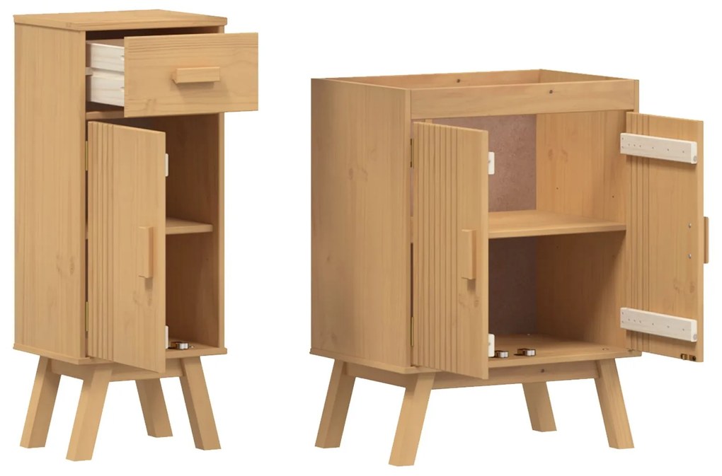 Set di mobili per bagno 2 pezzi in legno massello di pino