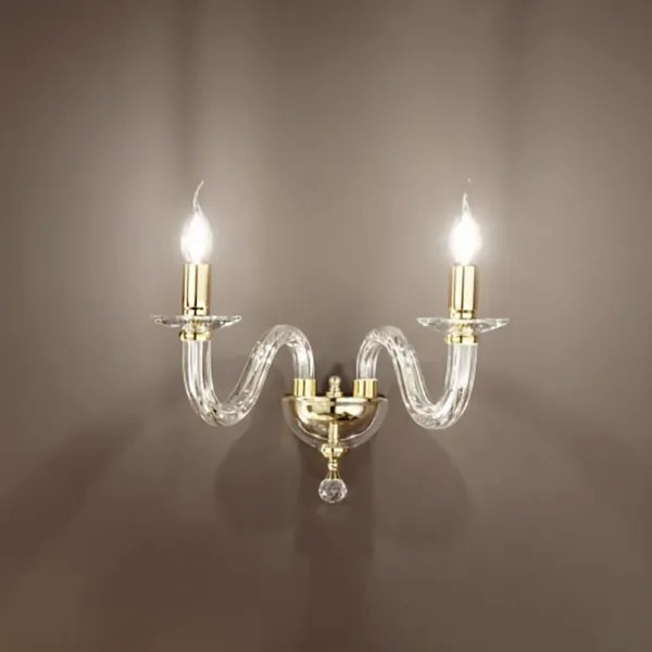 Applique 37 cm RAVEL 2 luci in vetro lavorato a mano Oro