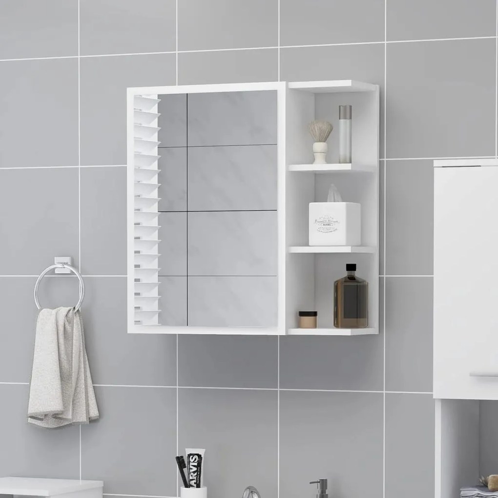 Armadietto A Specchio Bianco 62,5x20,5x64 Cm Legno Multistrato /