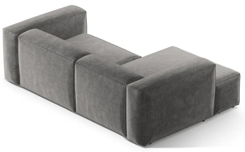 Divano angolare grigio chiaro (con penisola a sinistra/con chaise lounge) con rivestimento in velluto a coste Bergamo – Cosmopolitan Design