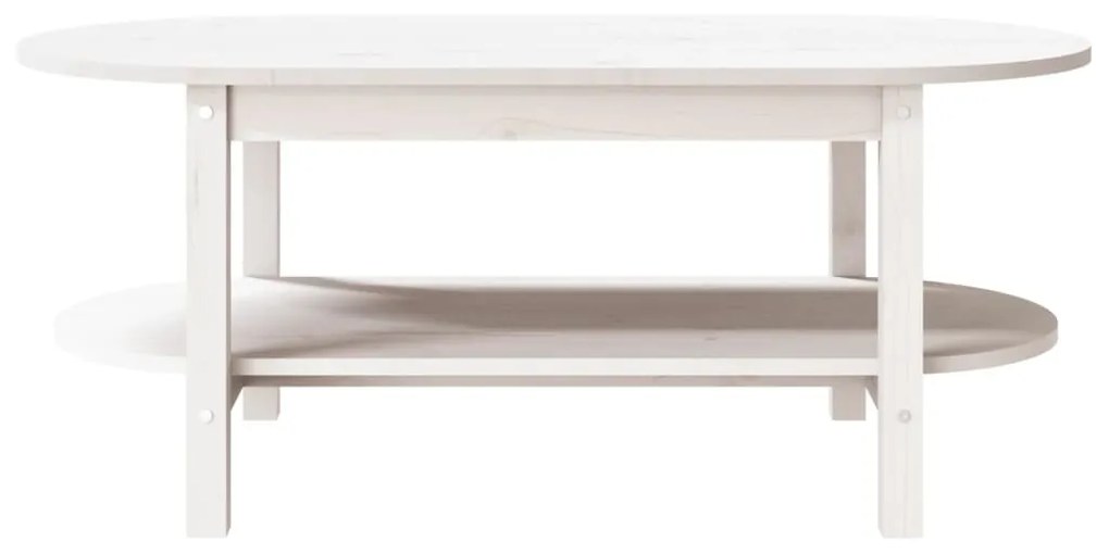 Tavolino da salotto bianco 110x55x45 cm legno massello di pino