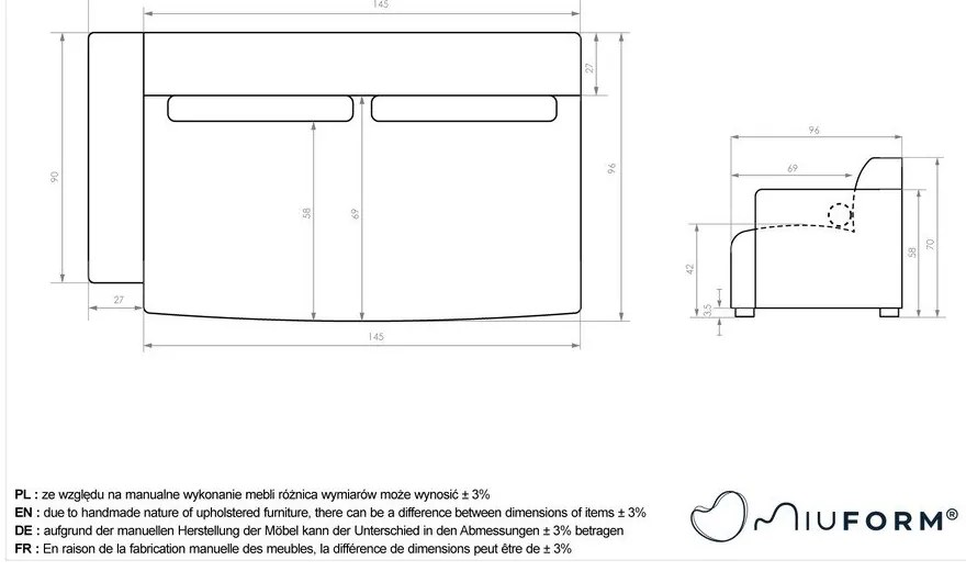 Divano componibile bianco (con penisola a sinistra) Flex Felix – Miuform