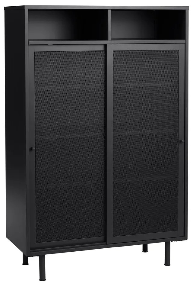Armadietto nero in metallo con ante scorrevoli 90x140x40 cm Veep – Unique Furniture