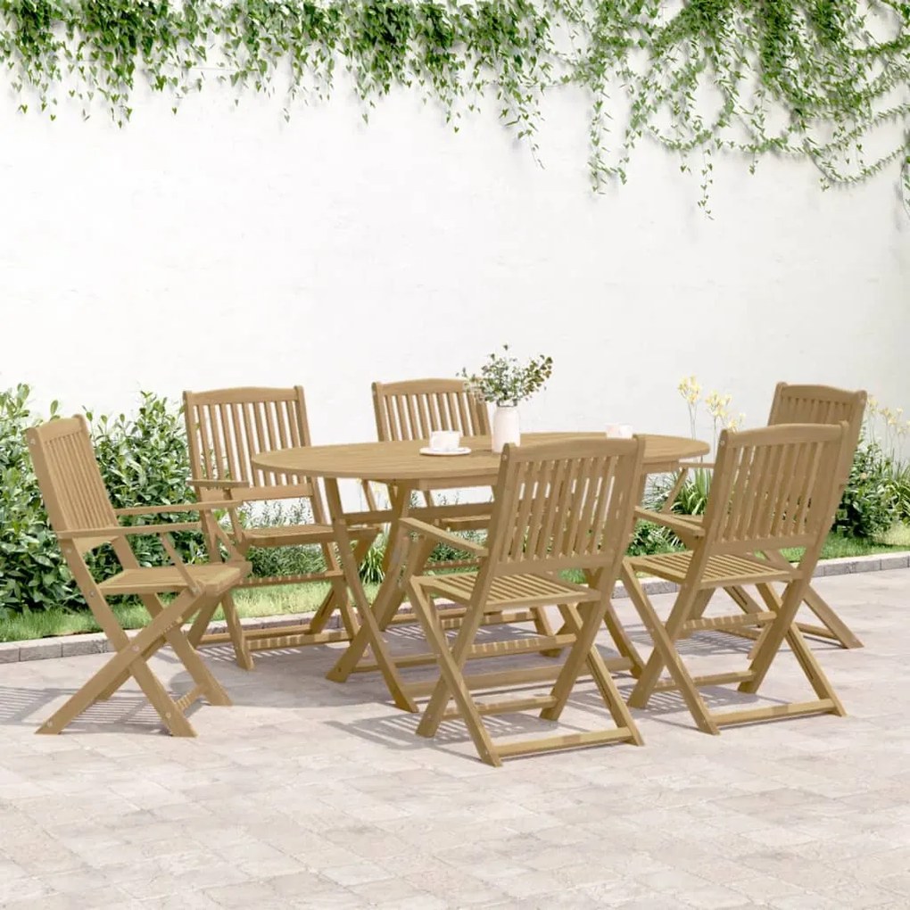 Sedie giardino pieghevoli 6 pz 54,5x58x90cm massello acacia