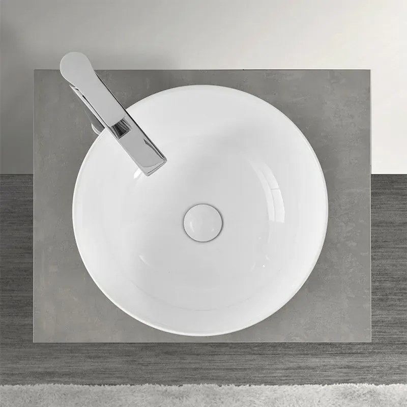 Lavamani da appoggio a bacinella 40 cm in ceramica bianco lucido