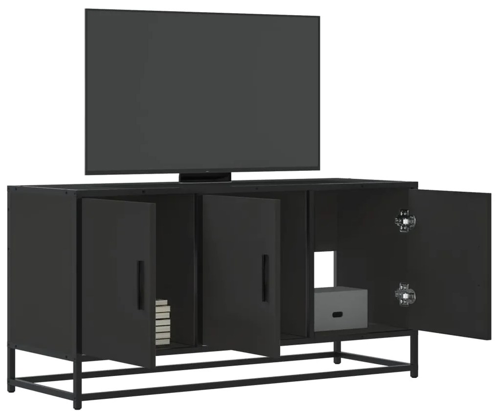 Mobile Tv Nero 100x35x50 Cm İn Truciolato E Metallo /