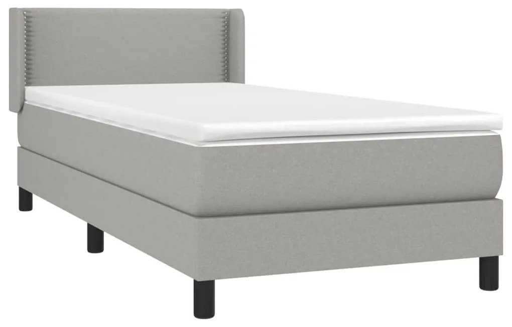 Giroletto a molle con materasso grigio chiaro 80x200 cm tessuto