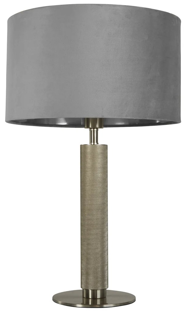 Lampada Scrivania Contemporanea Londra Acciaio Ottone Velluto Grigio 1 Luce E27