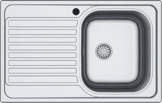 Lavello Cucina Da Appoggio In Acciaio Inox 79x50 Cm 1 Vasca Sinistro