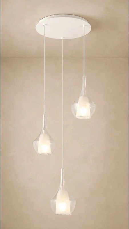Sospensione Cecina bianco paralume trasparente 3xE27 ø40cm LA MIA LUCE