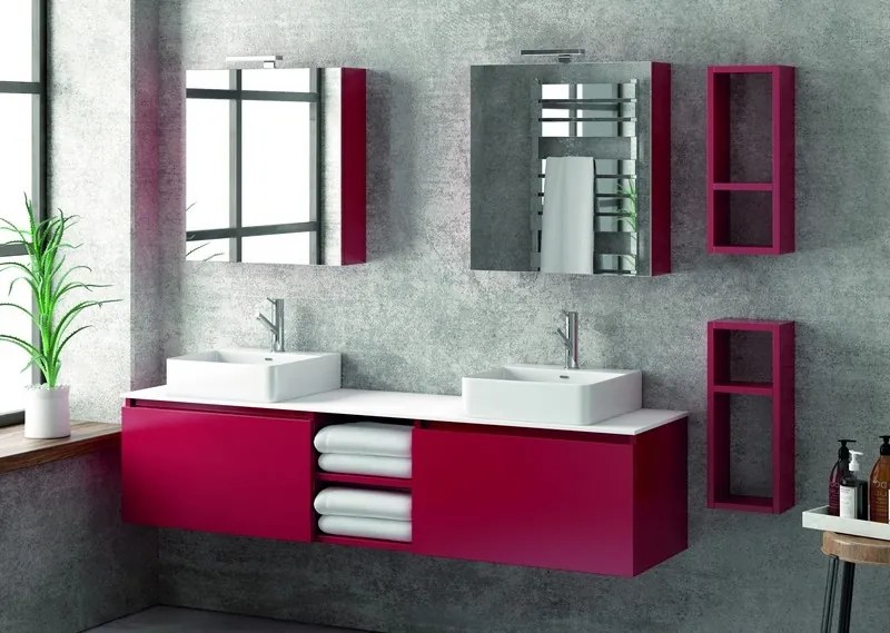 Composizione bagno 175cm sospesa, composta da mobile, due specchi e 2 pensili SP-175B - KAMALU
