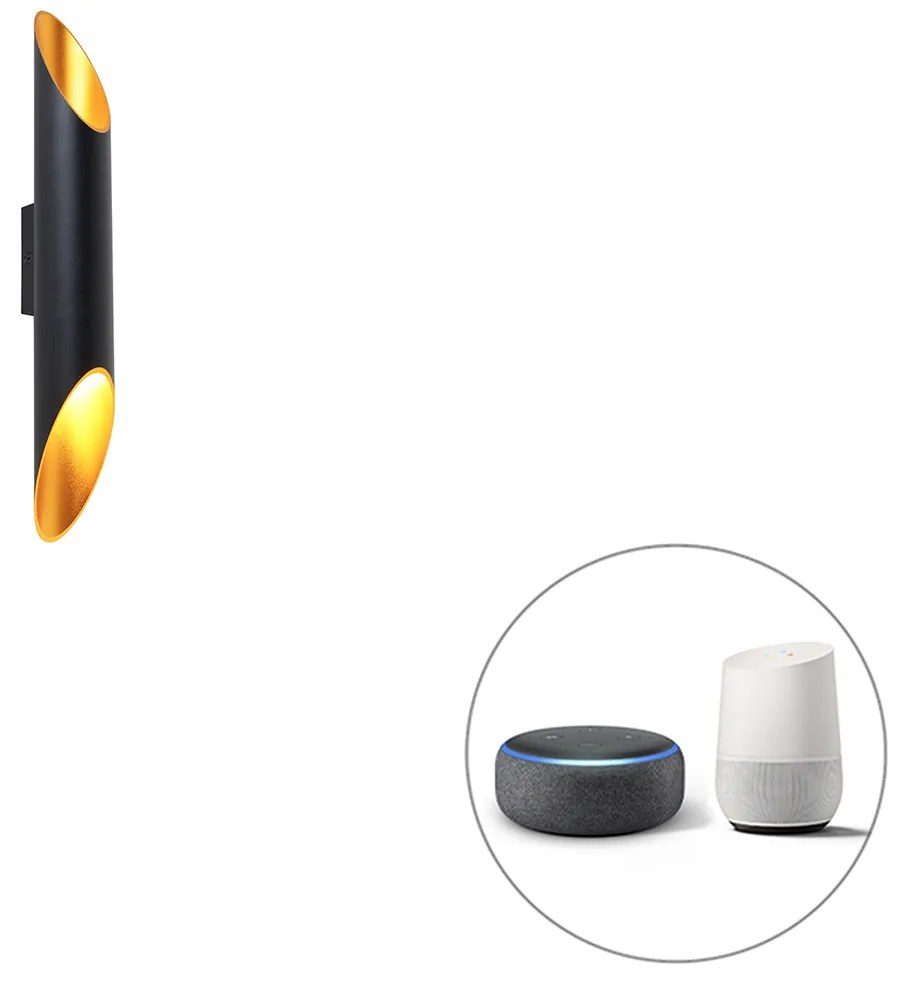 Lampada da parete intelligente nera 5,6 cm con 2 GU10 Wifi - Organo