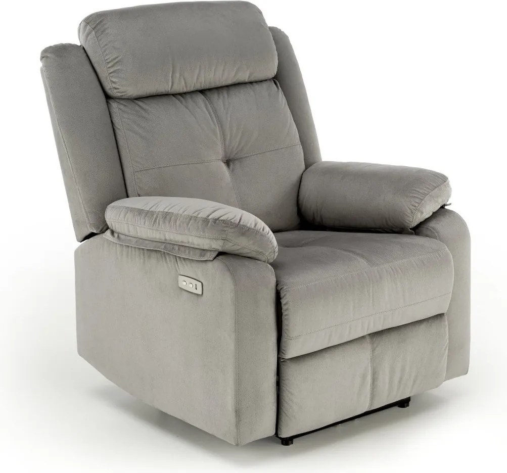 Poltrona reclinabile Loris in tessuto grigio - H105 cm