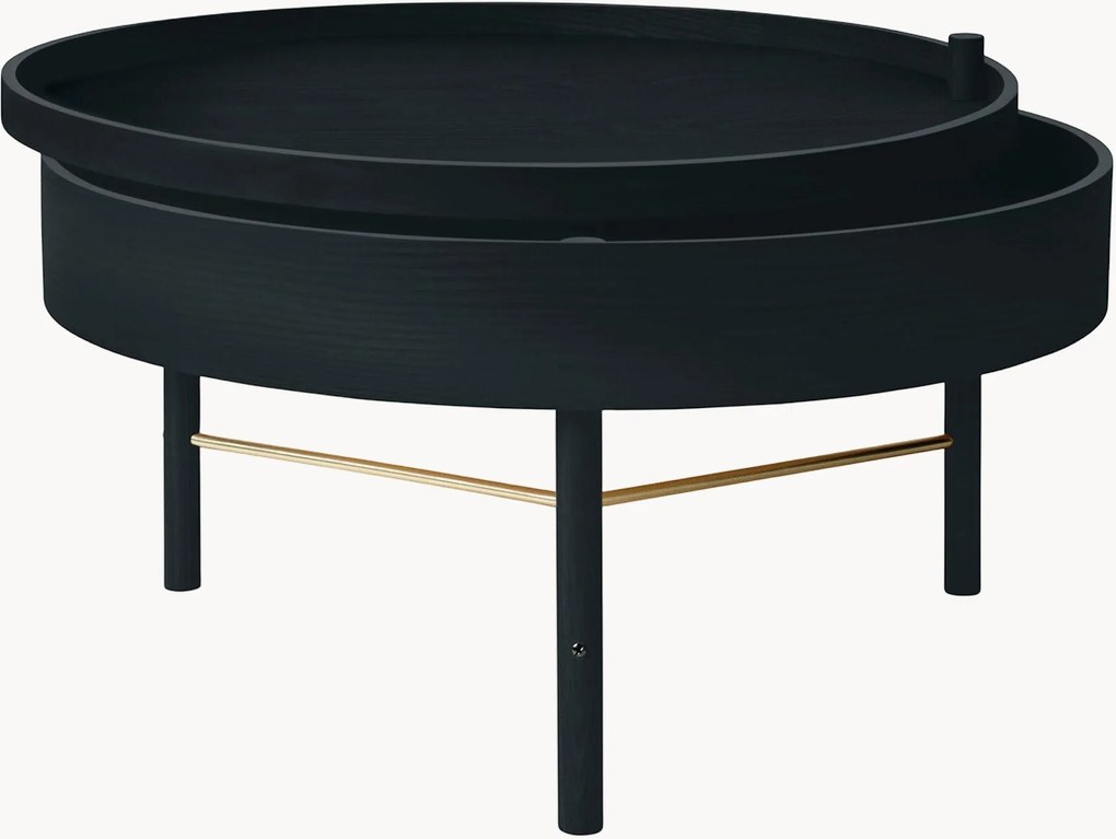Tavolino rotondo in legno di quercia con vano contenitore Turning Table