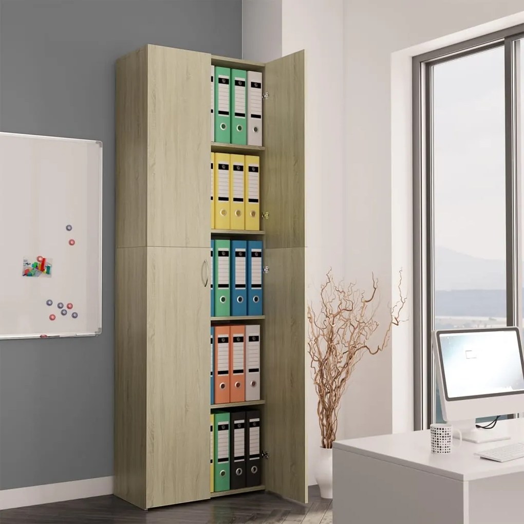 Armadio Per Ufficio Rovere Sonoma 60x32x190cm Legno Multistrato /