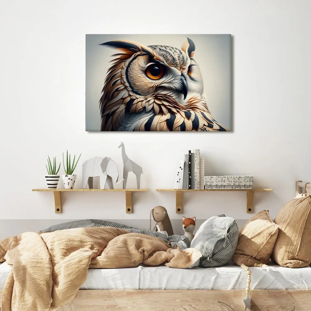 Quadro su tela – Gufo in toni caldi