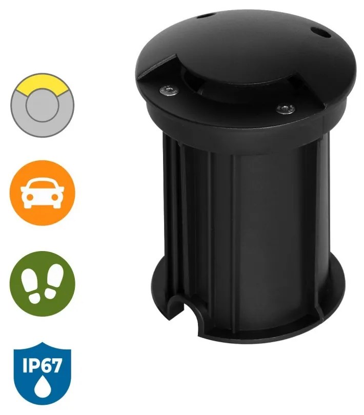 Faretto Carrabile Monodirezione MR16, IP67, INOX 316, 12/24V, Nero Colore Nero